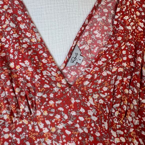 Rails Audrina Red White Ditsy Floral Midi Dress Women's Small Cottage Romantic - Picture 9 of 12